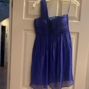 Elegant Blue One-Shoulder Silk Dress sz 0